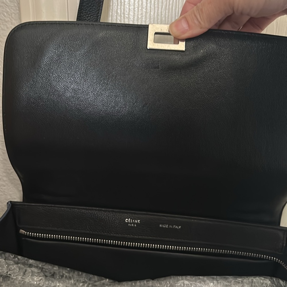 Celine Trapeze Tote Black leather blue suede - Picture 8 of 16